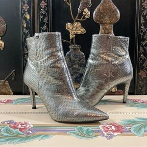 Michael Kors Silver Leather Snake Skin Ankle Boots